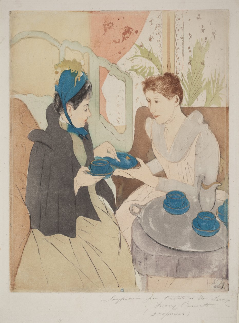Ettermiddagsselskap med te av Mary Cassatt