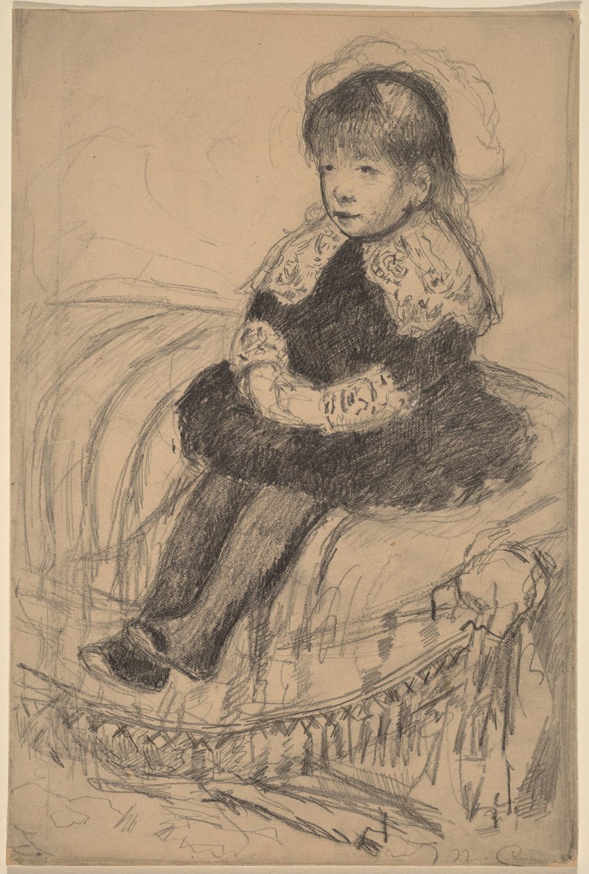 Barn sittende på en sofa av Mary Cassatt