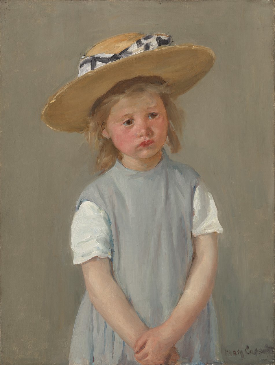 Barn med stråhatt av Mary Cassatt