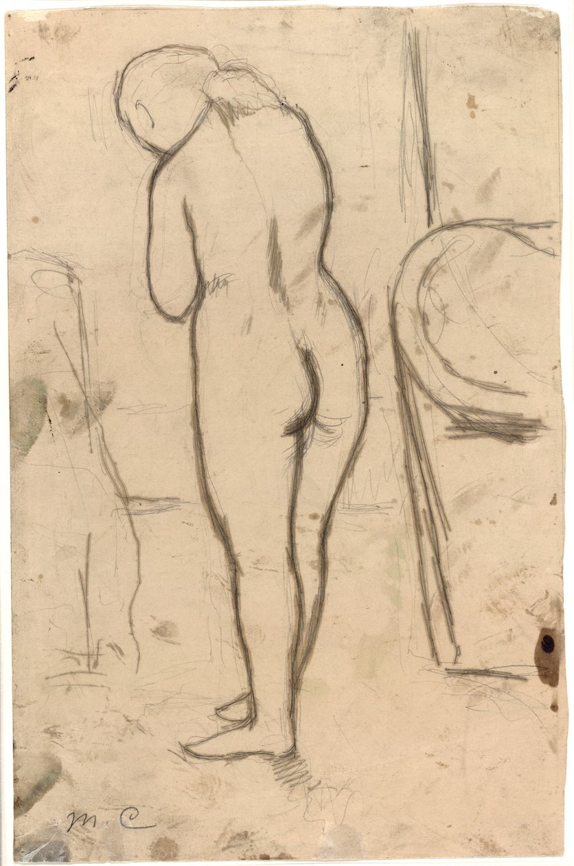 Tegning for stående naken, ca. 1879 av Mary Cassatt