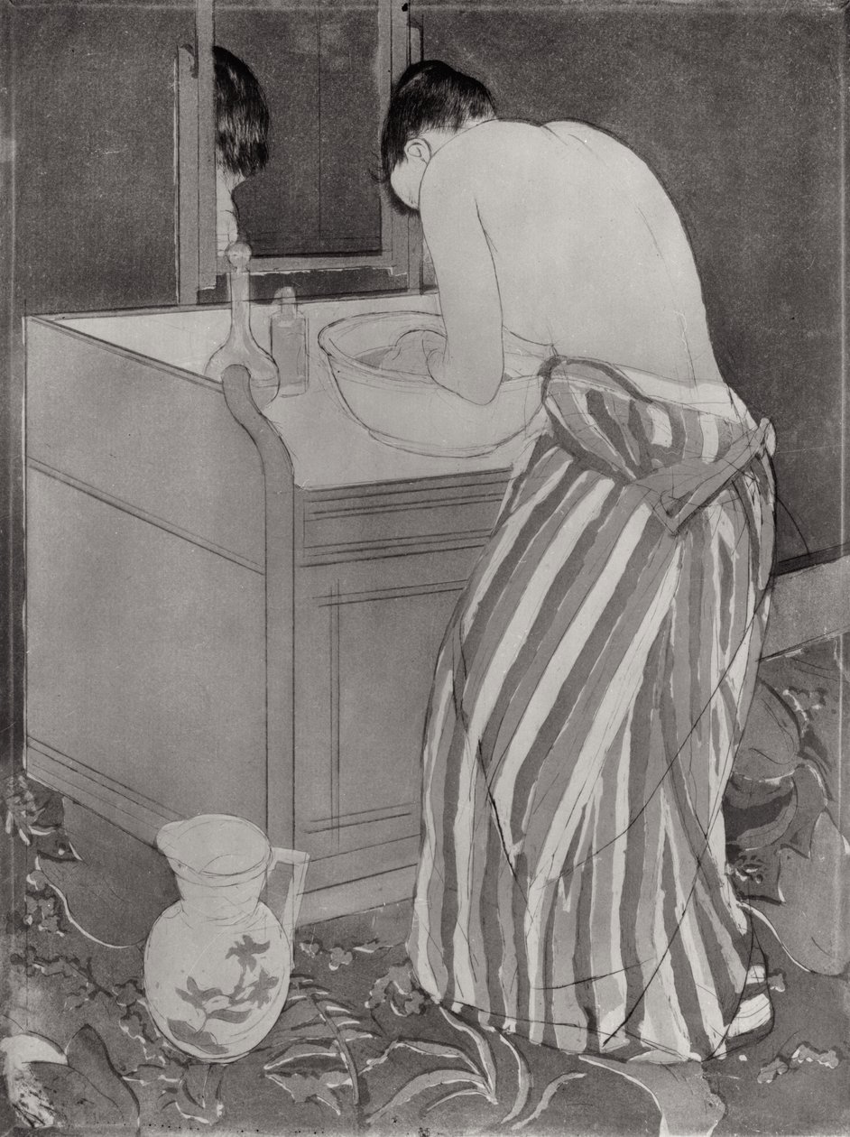 La Toilette, 1891 (tørrpunkt og kjent på papir) av Mary Cassatt