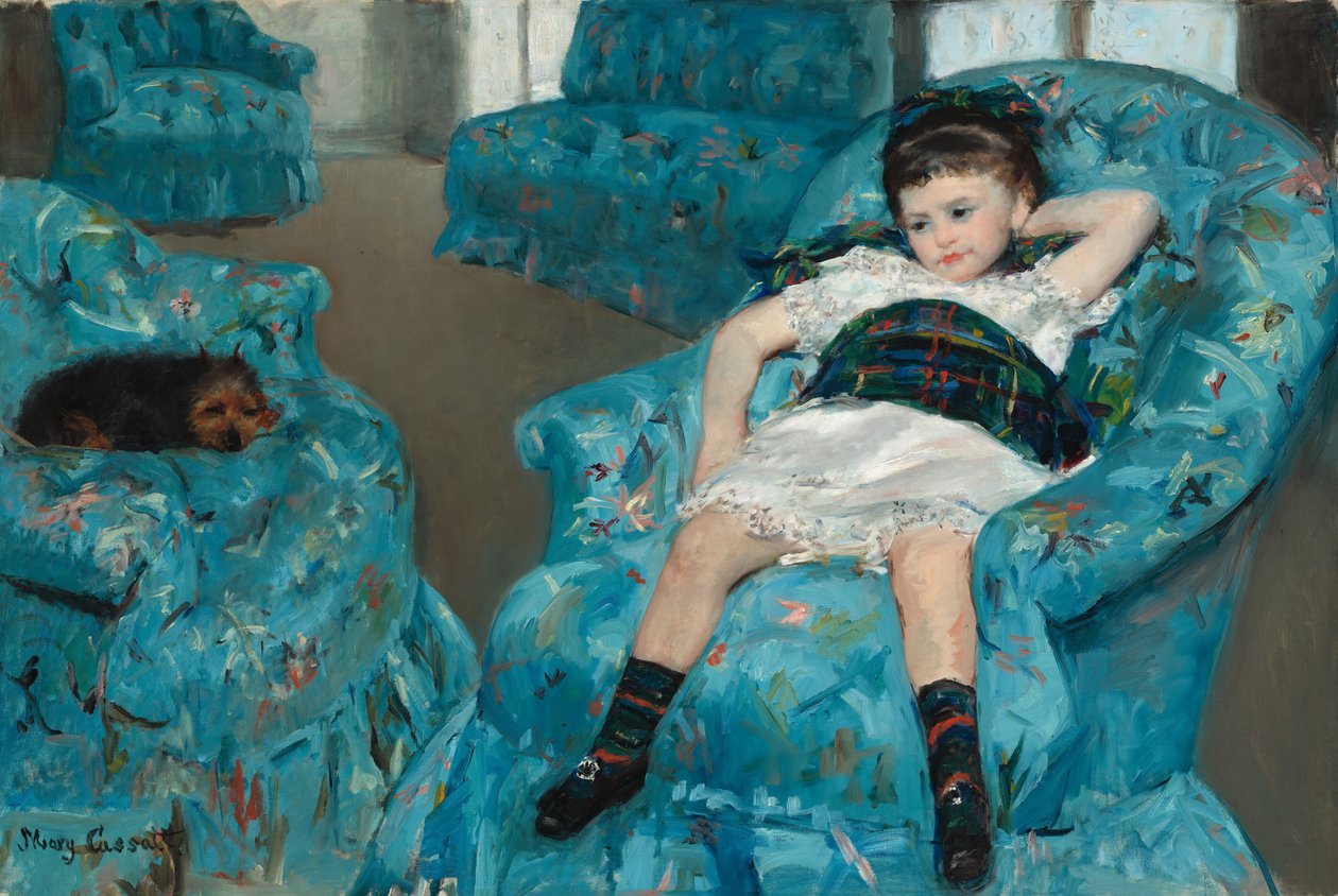 Liten jente i en blå lenestol av Mary Cassatt