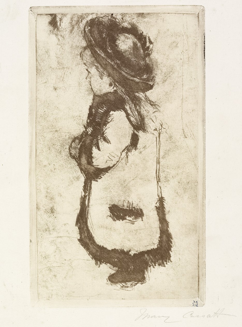 Mademoiselle Luguet i frakk og hatt, ca. 1883 av Mary Cassatt