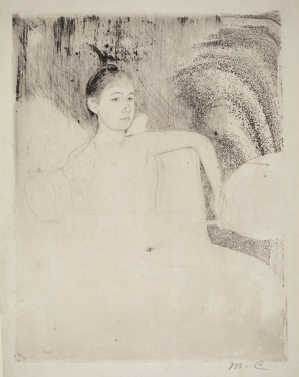 Mimi med en japansk vifte av Mary Cassatt