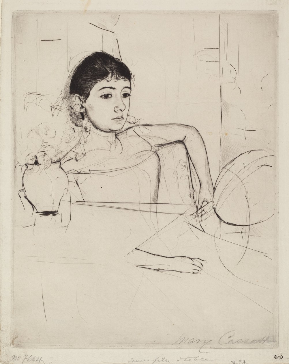 Mimi som brunette av Mary Cassatt