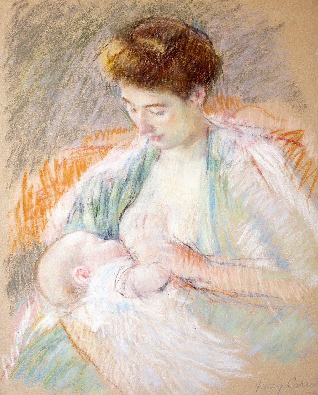 Mother Rose som ammer sitt barn, ca. 1900 (pastell på papir) av Mary Cassatt