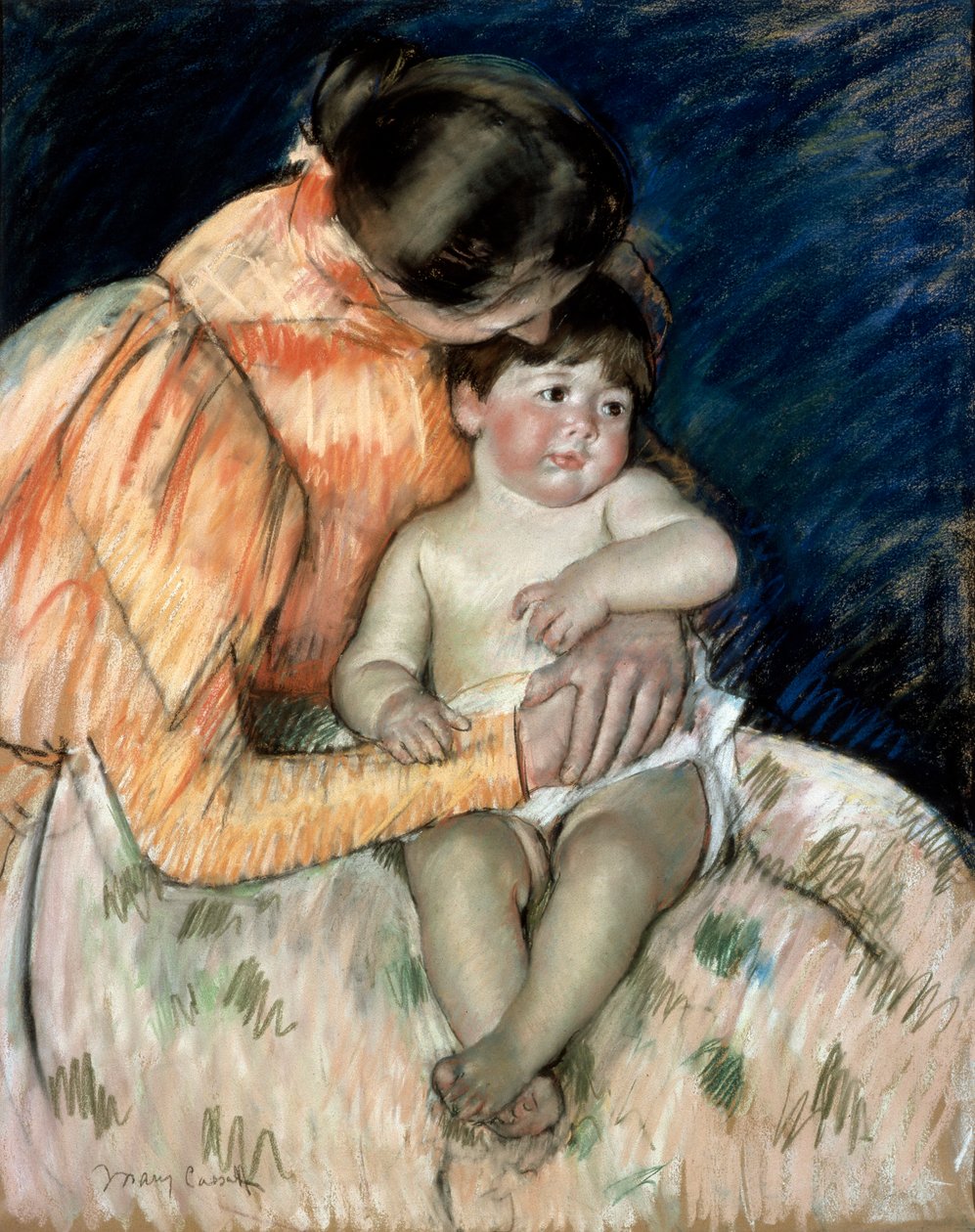 Mor og barn, slutten av 1800- eller begynnelsen av 1900-tallet. av Mary Cassatt