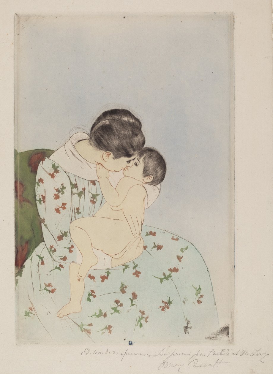 Mors kyss, 1890-1891. av Mary Cassatt