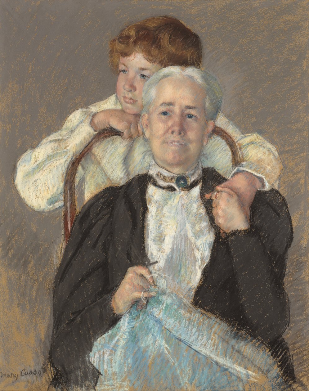 Portrett av fru Cyrus J. Lawrence med hennes barnebarn R. Lawrence Oakley av Mary Cassatt