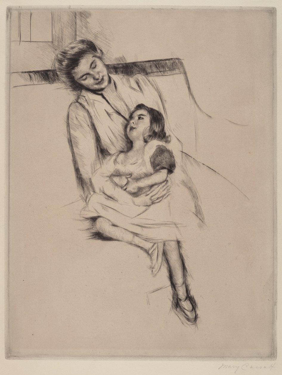 Reine og Margot sitter på en sofa nr. 2, ca. 1902. av Mary Cassatt
