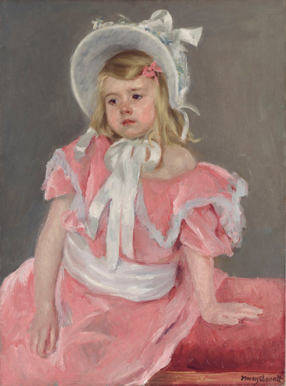 Sara sitter, lener seg på venstre hånd av Mary Cassatt