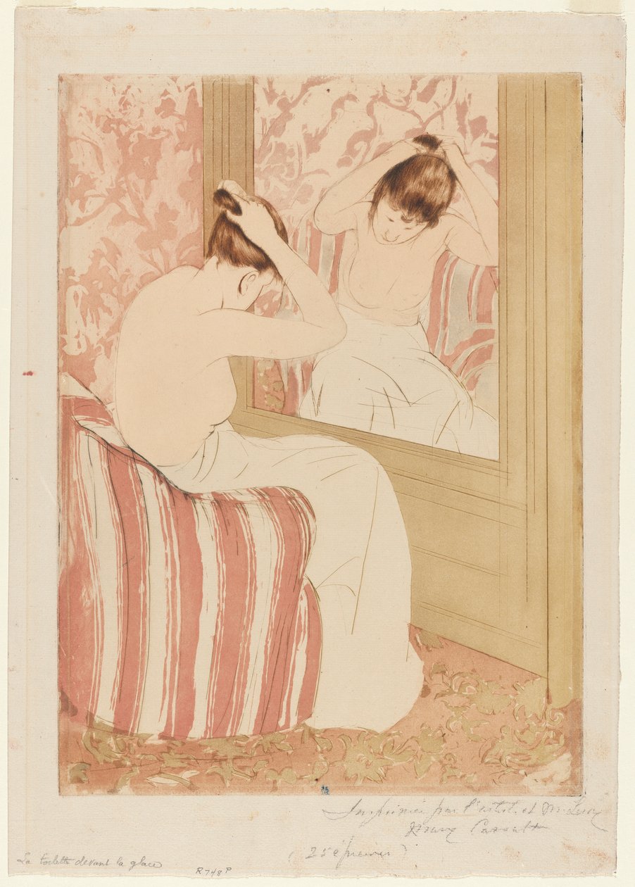 The Coiffure, 1890-1891. av Mary Cassatt