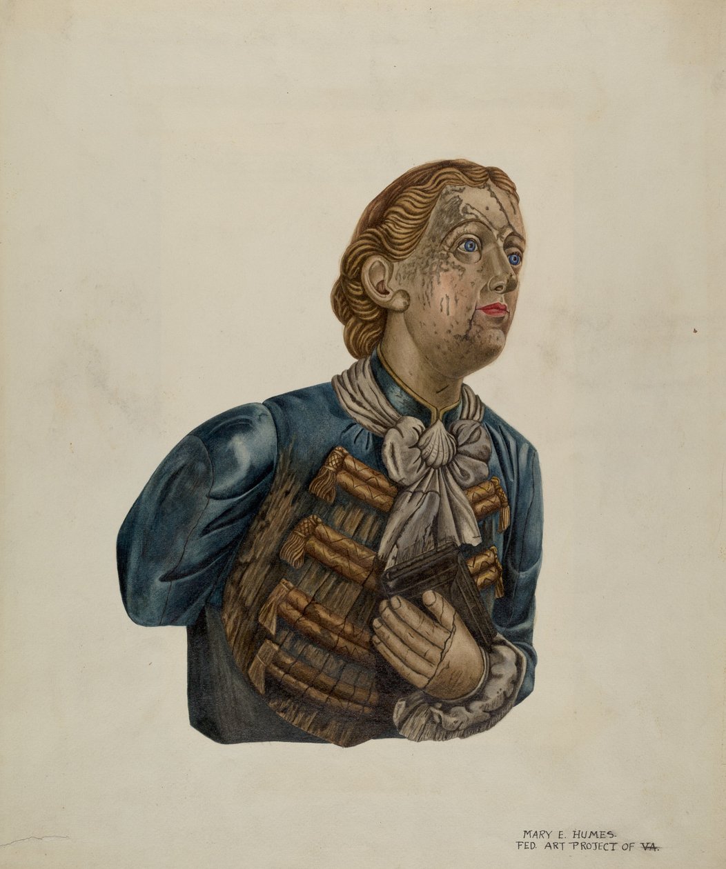 Galionsfigur fra Bark George, ca. 1939. av Mary E Humes