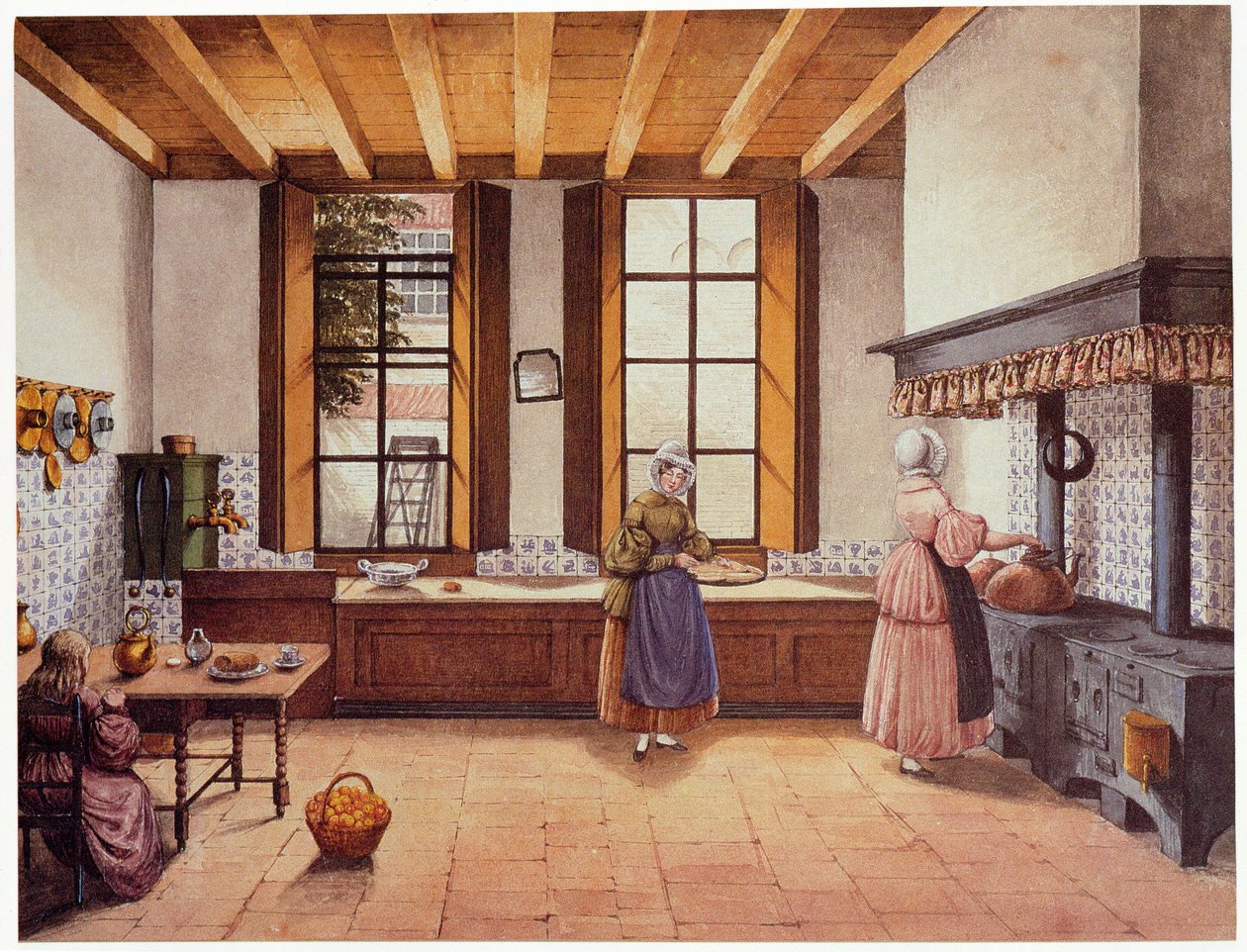 Kjøkkenet til Zwijnshoofd Hotel i Arnhem, 1838 av Mary Ellen Best