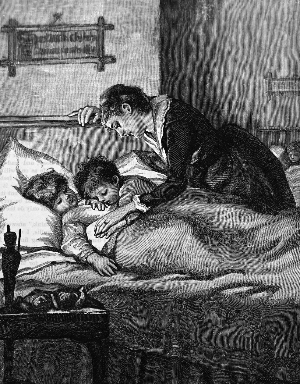 En mor sjekker de sovende barna sine av Mary Ellen Edwards