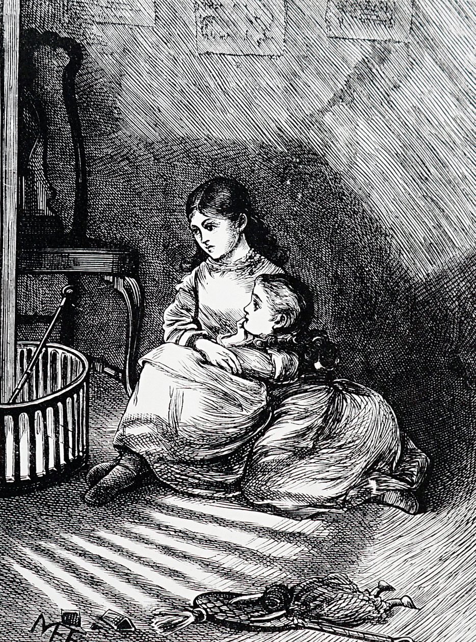 Barn som sitter ved peisen av Mary Ellen Edwards