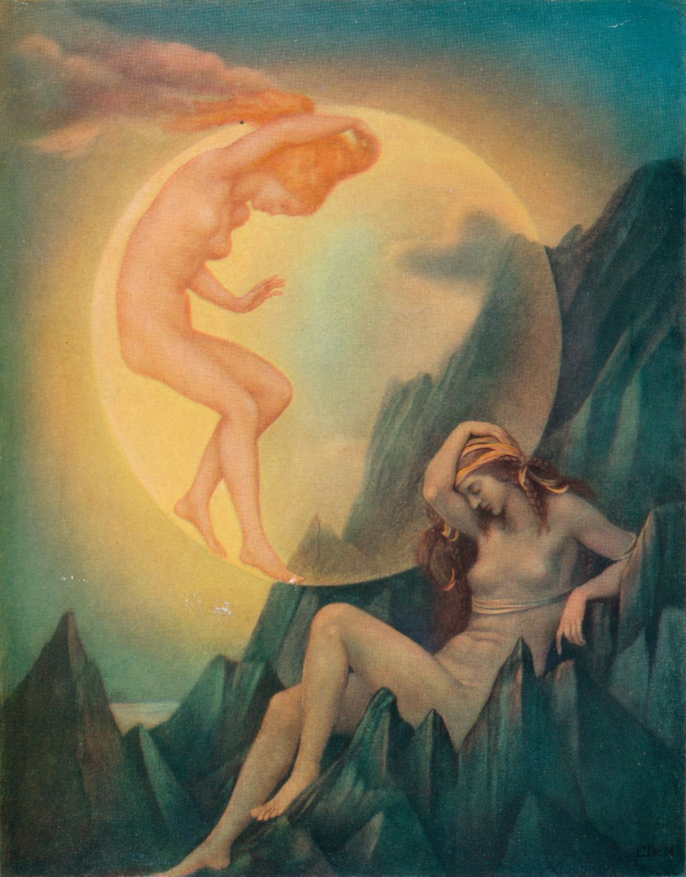 Sleeping Earth and Wakening Moon, c1905 av Evelyn De Morgan