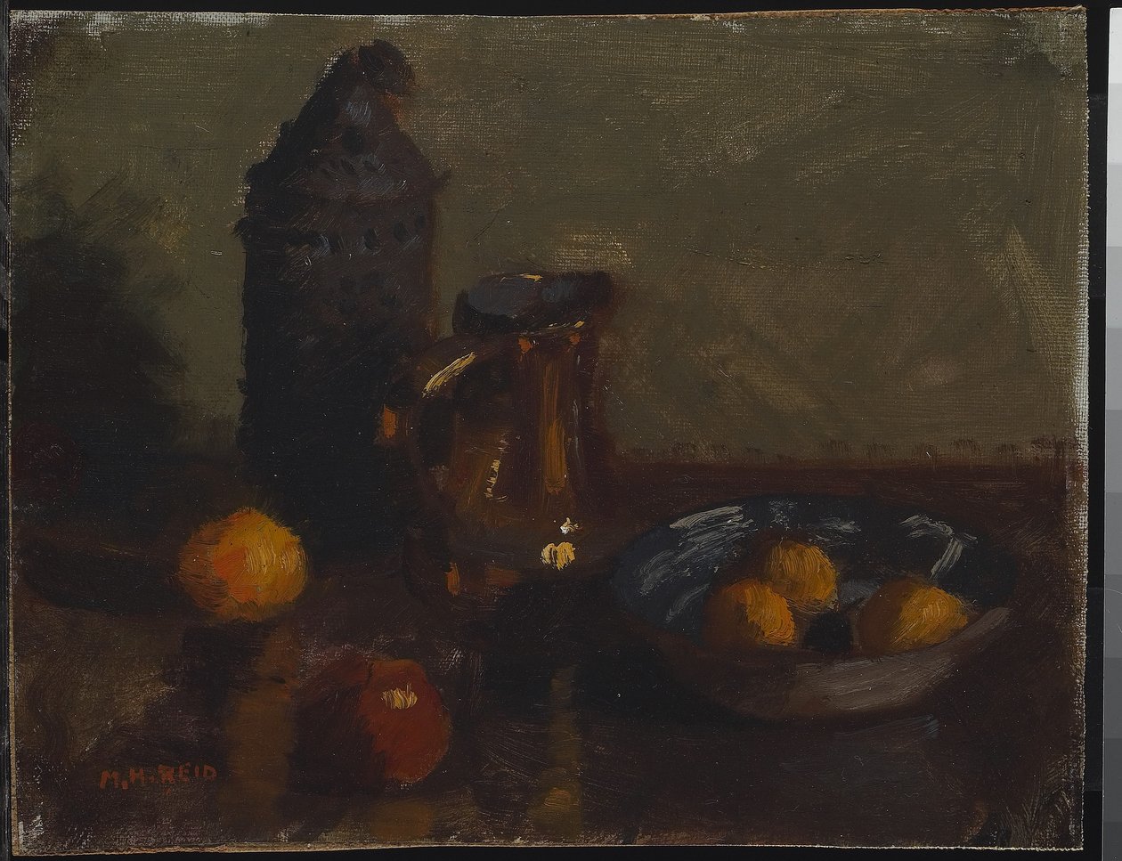 Stilleben med frukt, ca. 1900 (olje på lerret montert på hardboard) av Mary Hiester Reid