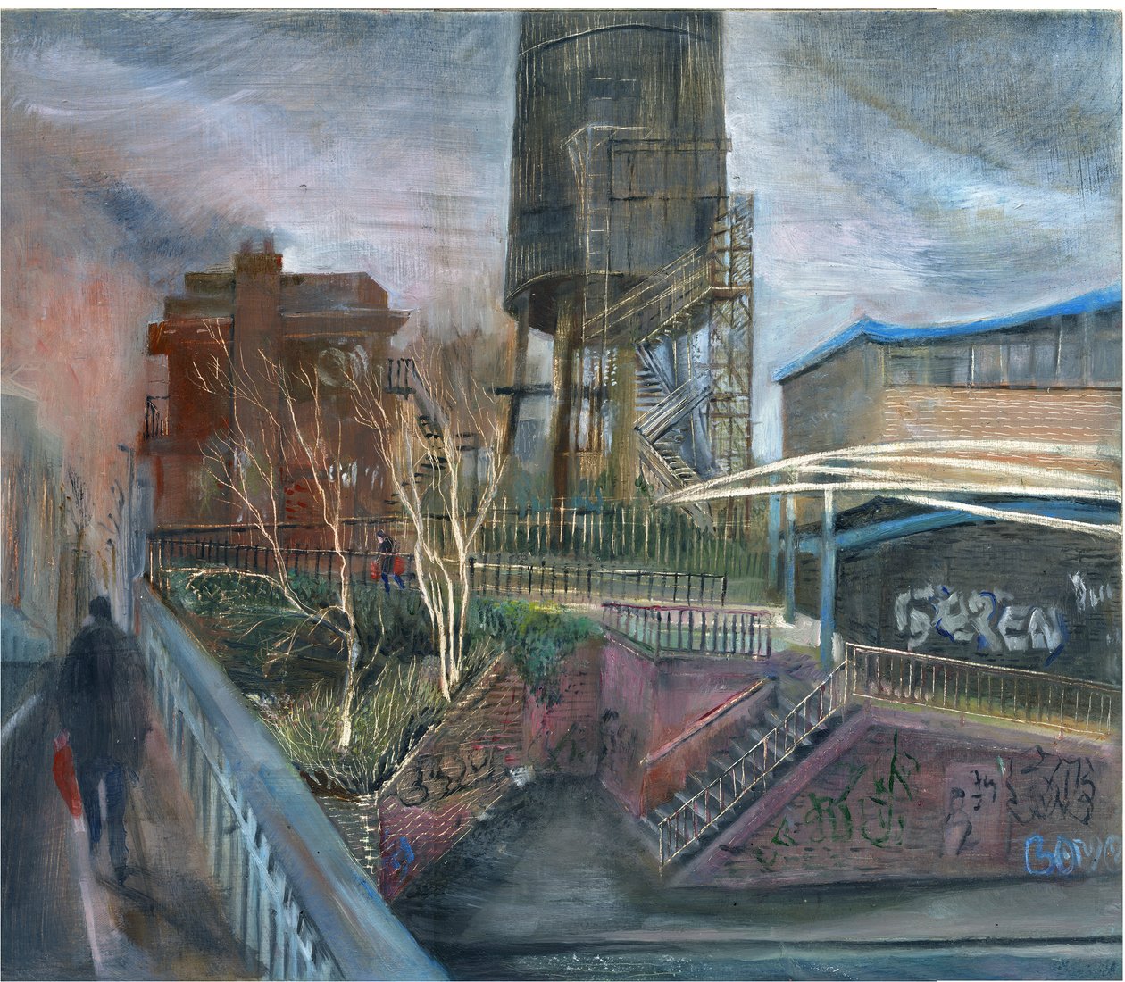 Ladbroke Grove-sperring: 1, over kanalen, 2020 (olje om bord) av Mary Kuper