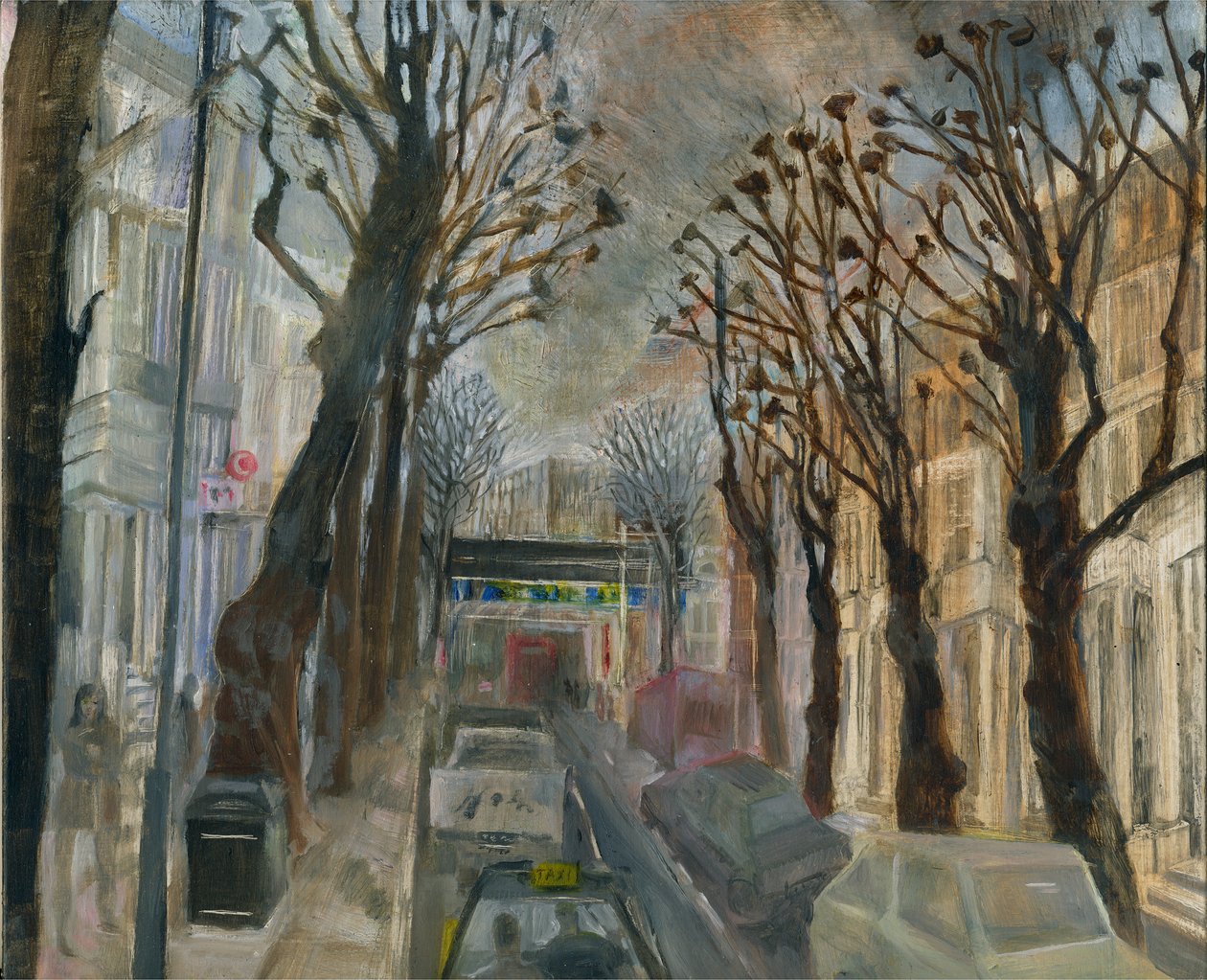 Ladbroke Grove lockdown: 3. fra Oxford Gardens, 2021 (olje om bord) av Mary Kuper
