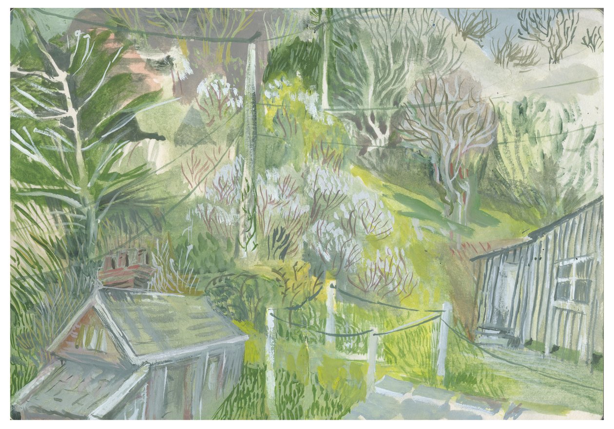 Lannacombe frukthage, 2019 (akvarell) av Mary Kuper