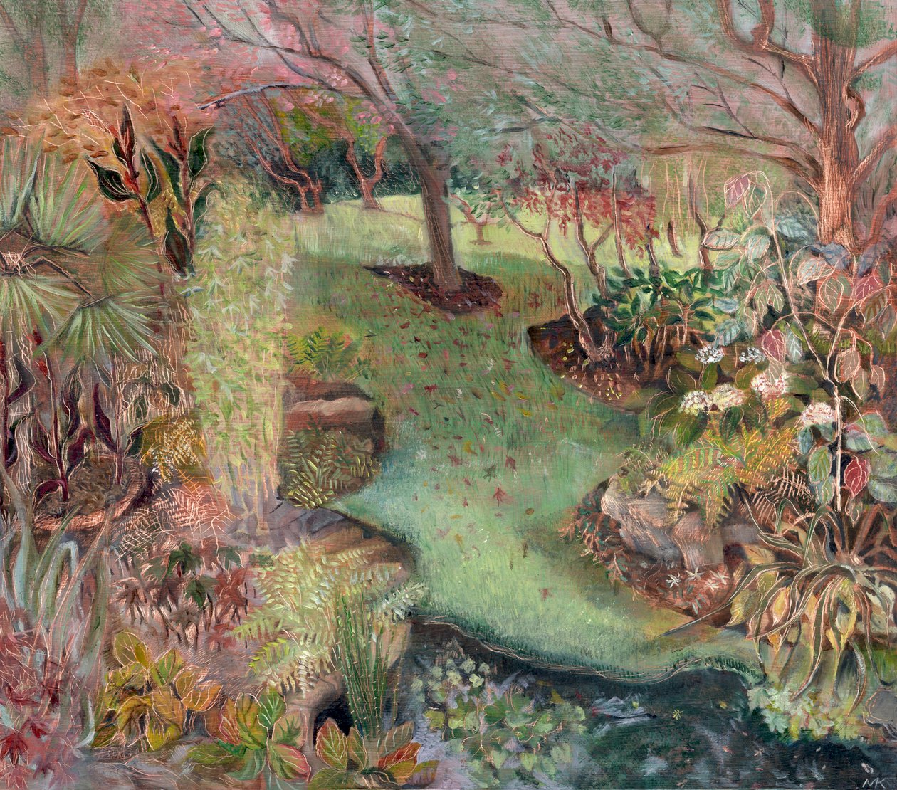 Macgregor Garden, 2003 (olje om bord) av Mary Kuper