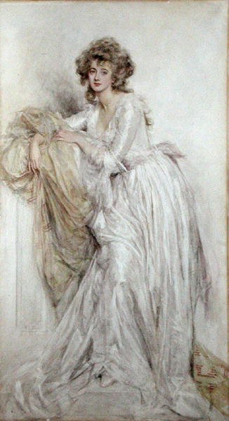 An Edwardian Lady (akvarell på papir) av Mary L. Gow