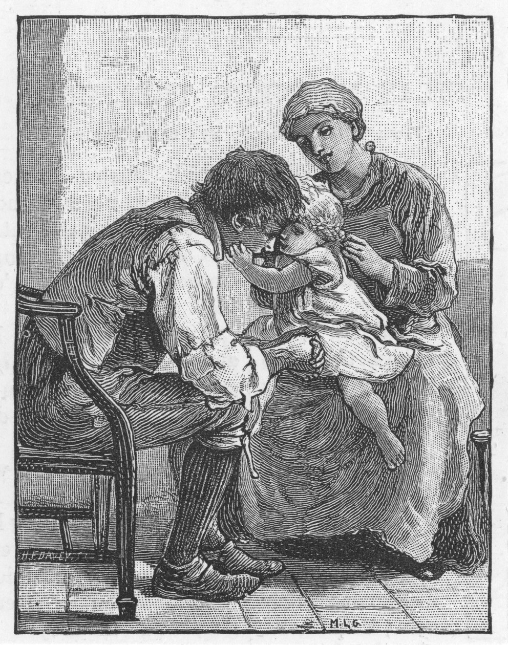Scene fra Silas Marner av George Eliot, 1882 av Mary L Gow