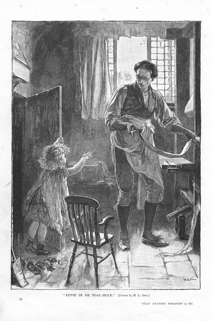 Scene fra Silas Marner av George Eliot, 1882 av Mary L Gow