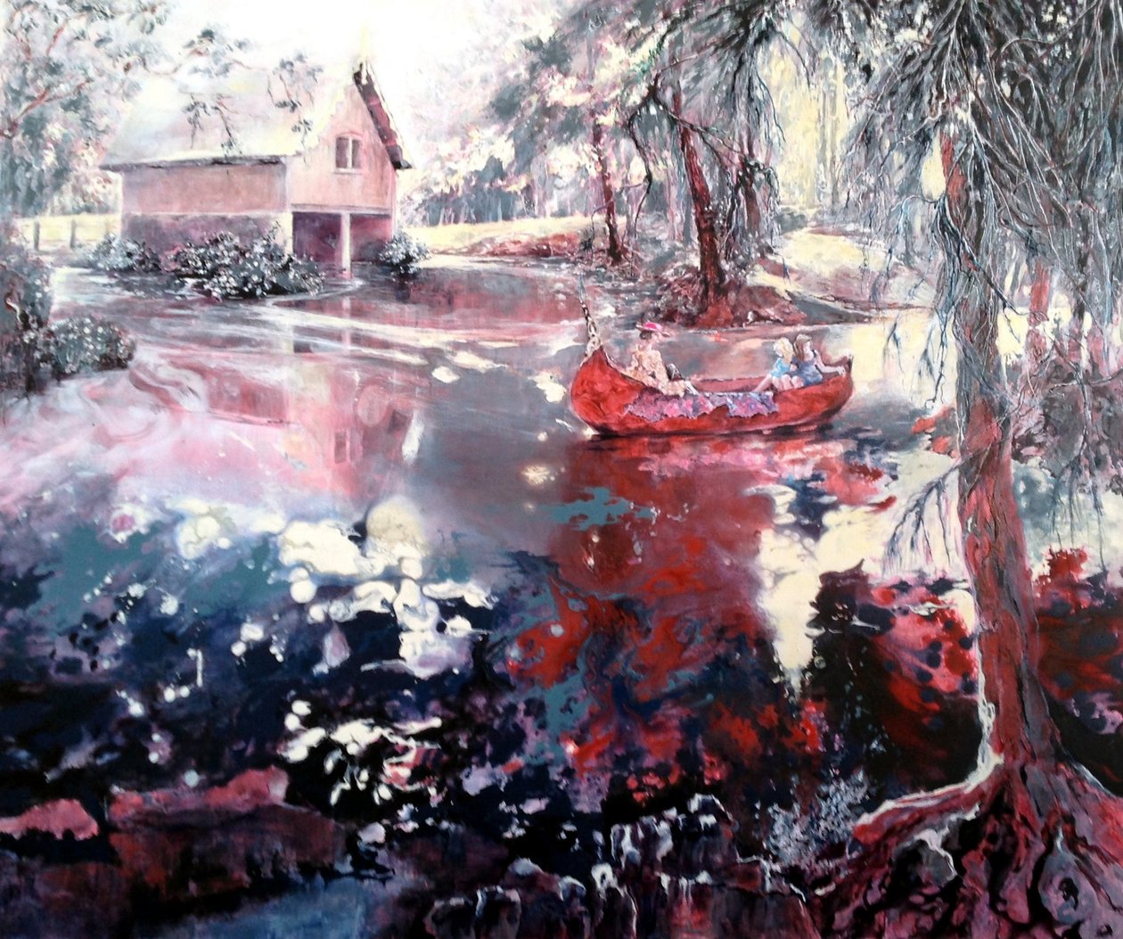 Elvaston båthus og innsjø av Mary Smith