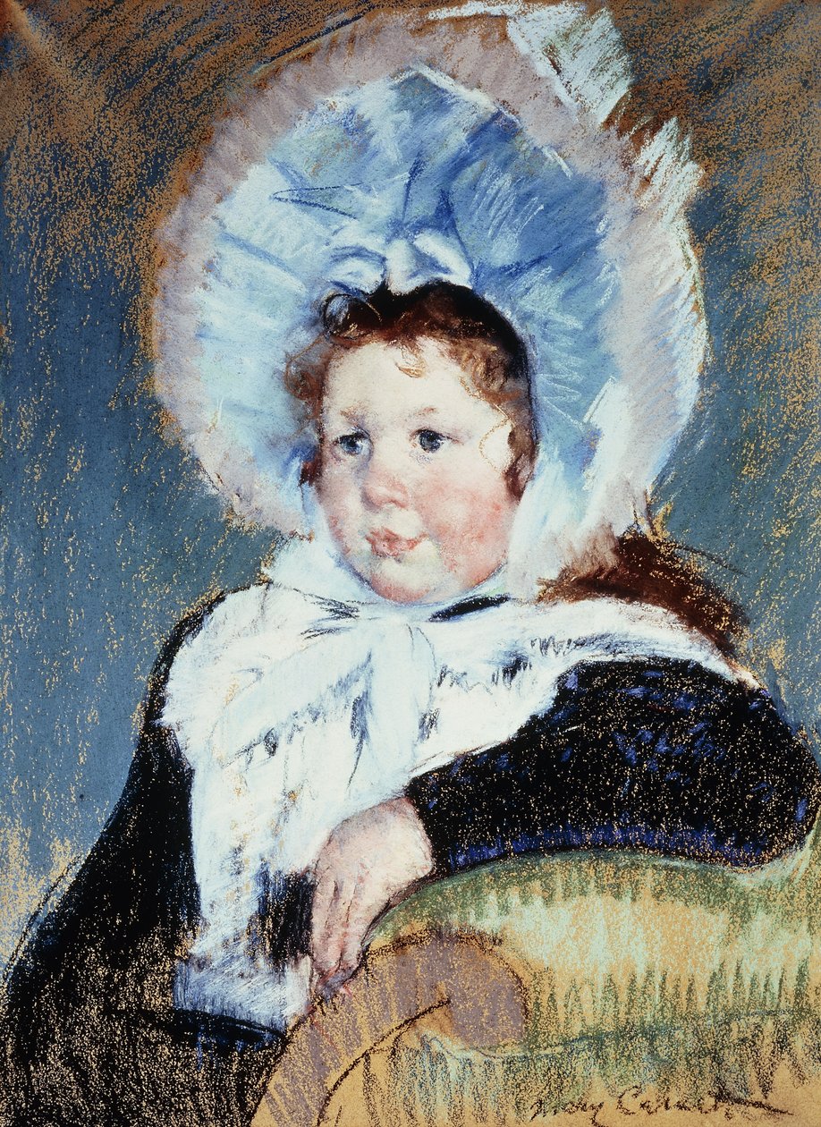Dorothy i en veldig stor panser og en mørk frakk, ca. 1904 av Mary Cassatt