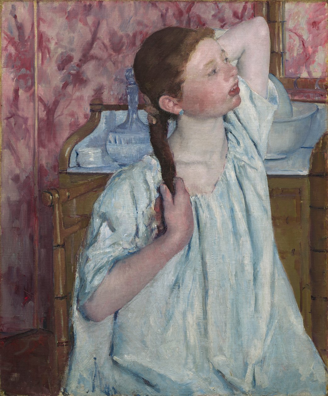 Jente som ordner håret av Mary Stevenson Cassatt