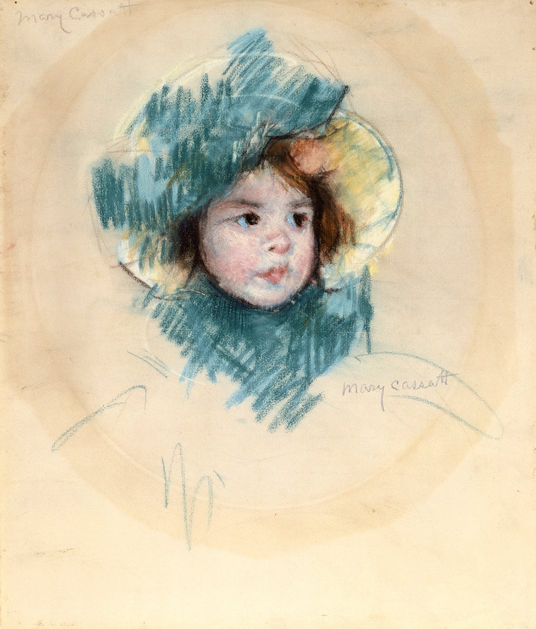 Head Of Margot (pastell på hvitt papir) av Mary Stevenson Cassatt