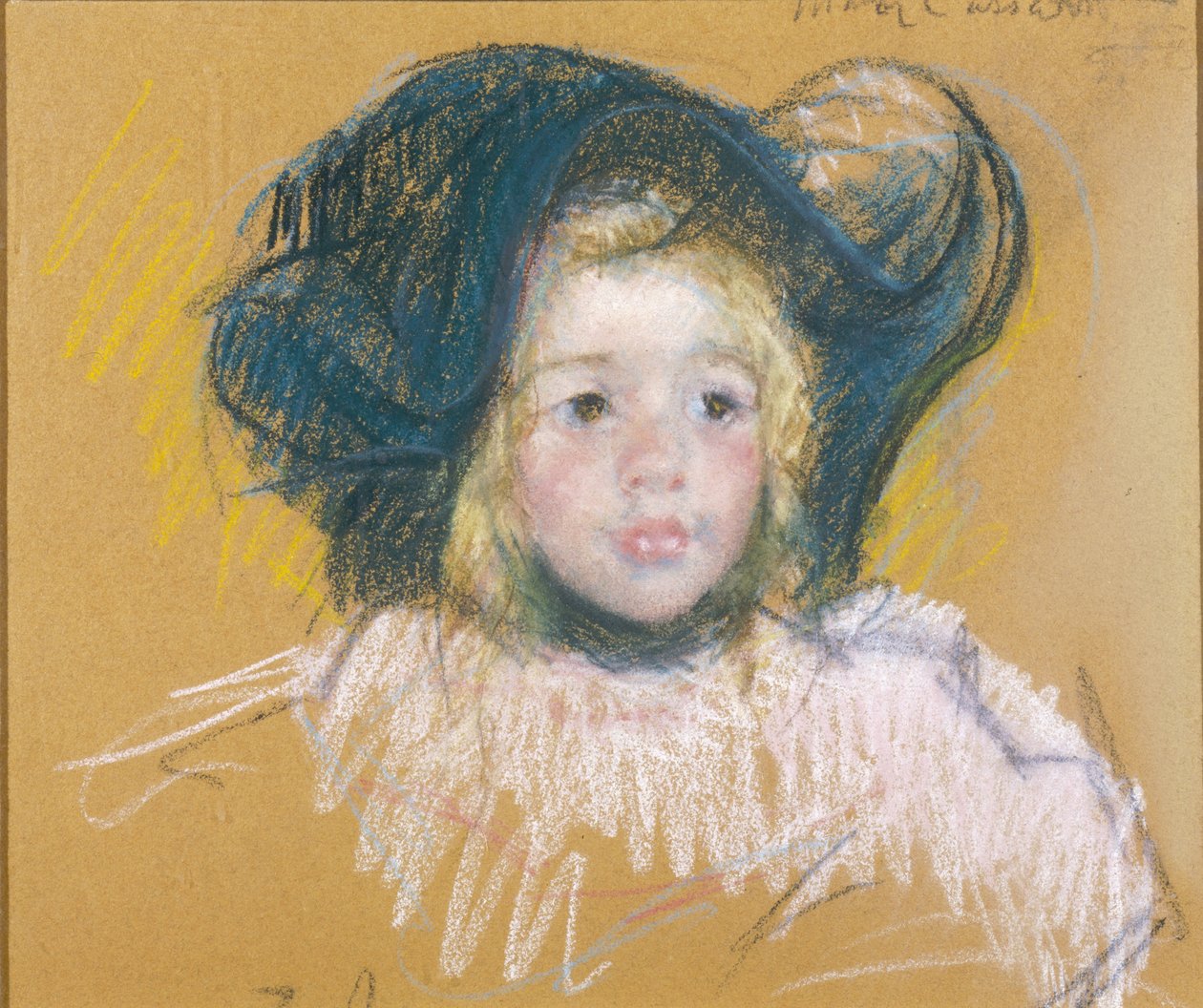 Liten jente med stor hatt, ca. 1904 (pastell på papir) av Mary Stevenson Cassatt