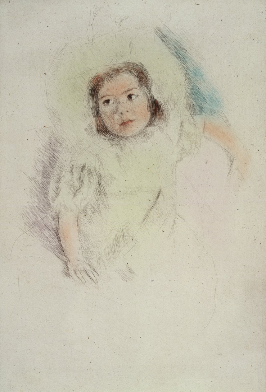 Margot med panser (fargets på papir) av Mary Stevenson Cassatt