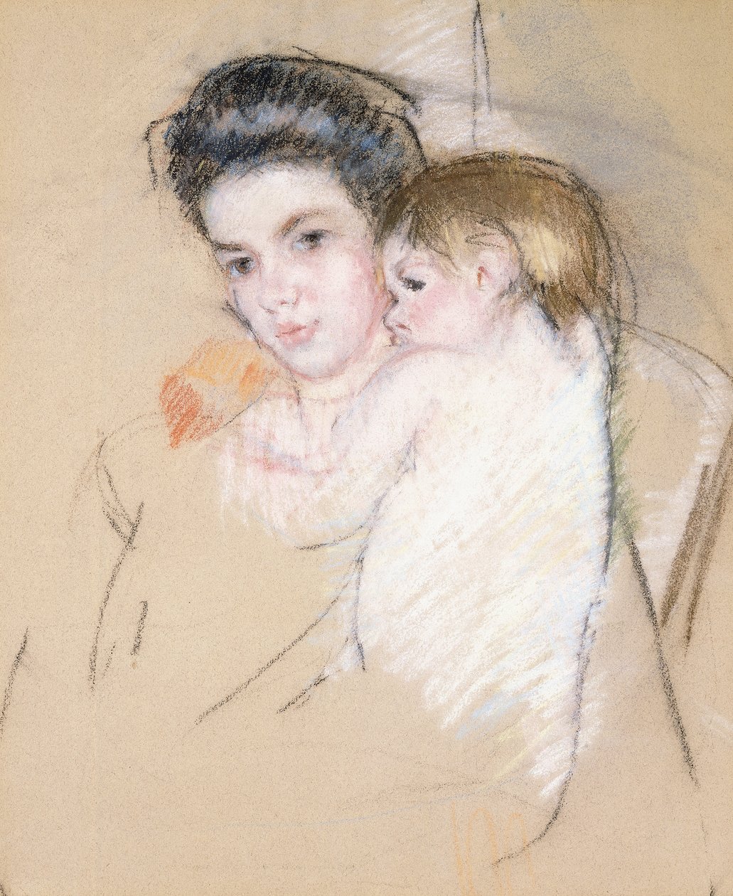 Mor og nakenbarn, av Mary Cassatt