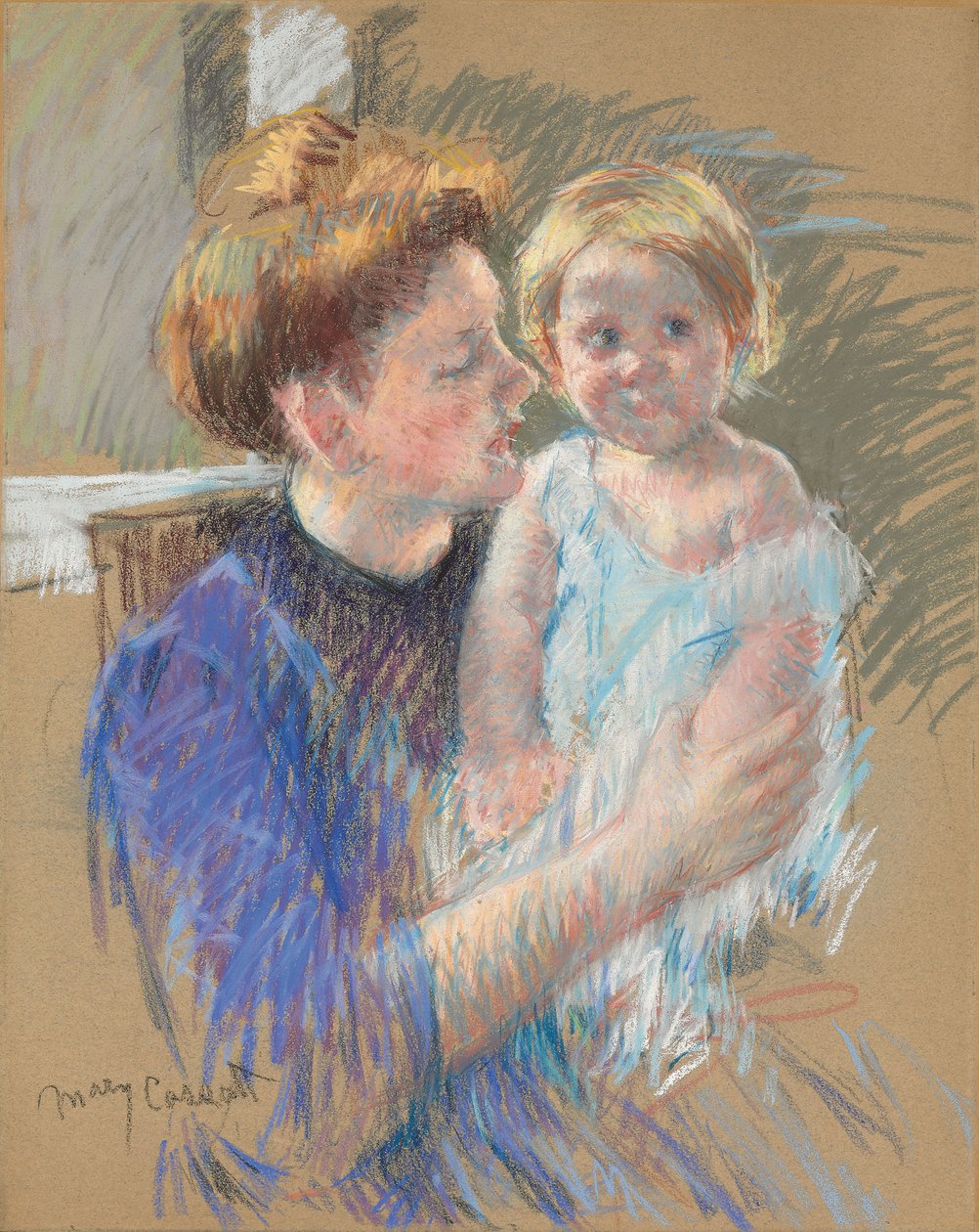Mor i lilla holder barnet sitt, ca. 1914 av Mary Cassatt