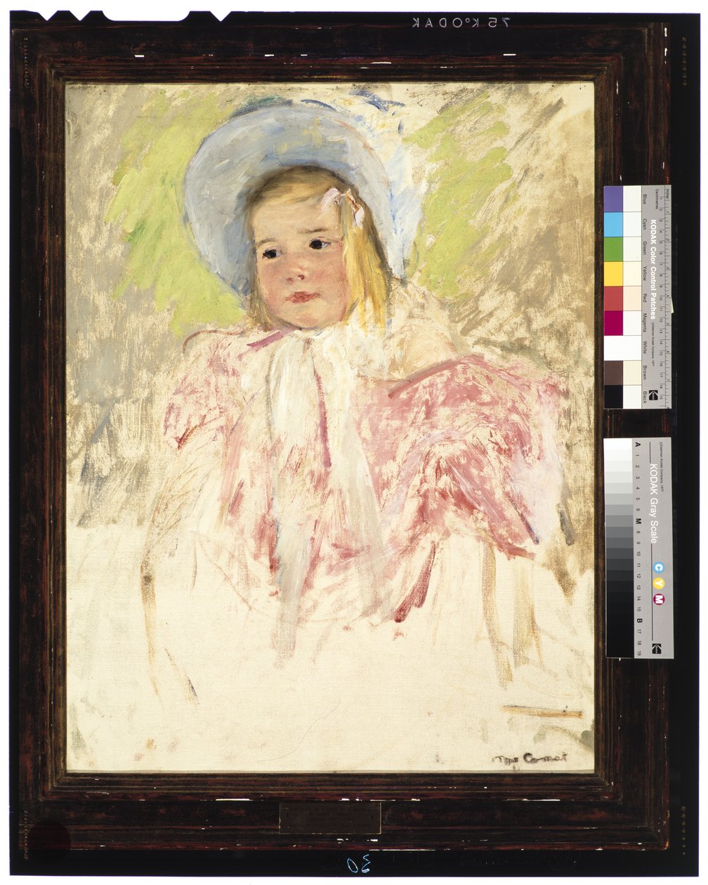 Simone in a Blue Bonnet (nr. 1), ca. 1903 (olje på lerret) av Mary Stevenson Cassatt