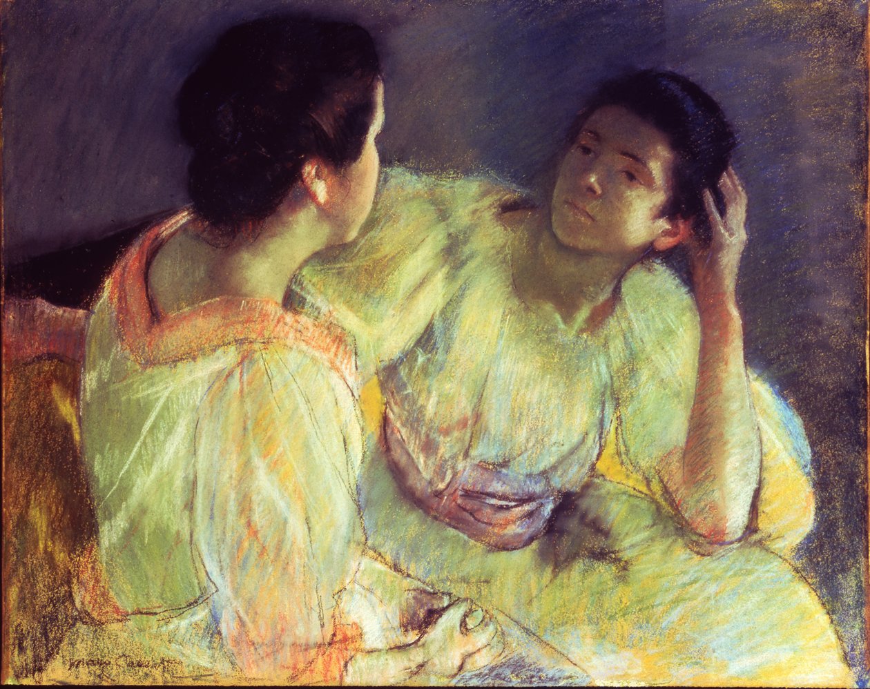 The Conversation, ca. 1896 (pastell på papir lagt på lerret) av Mary Stevenson Cassatt