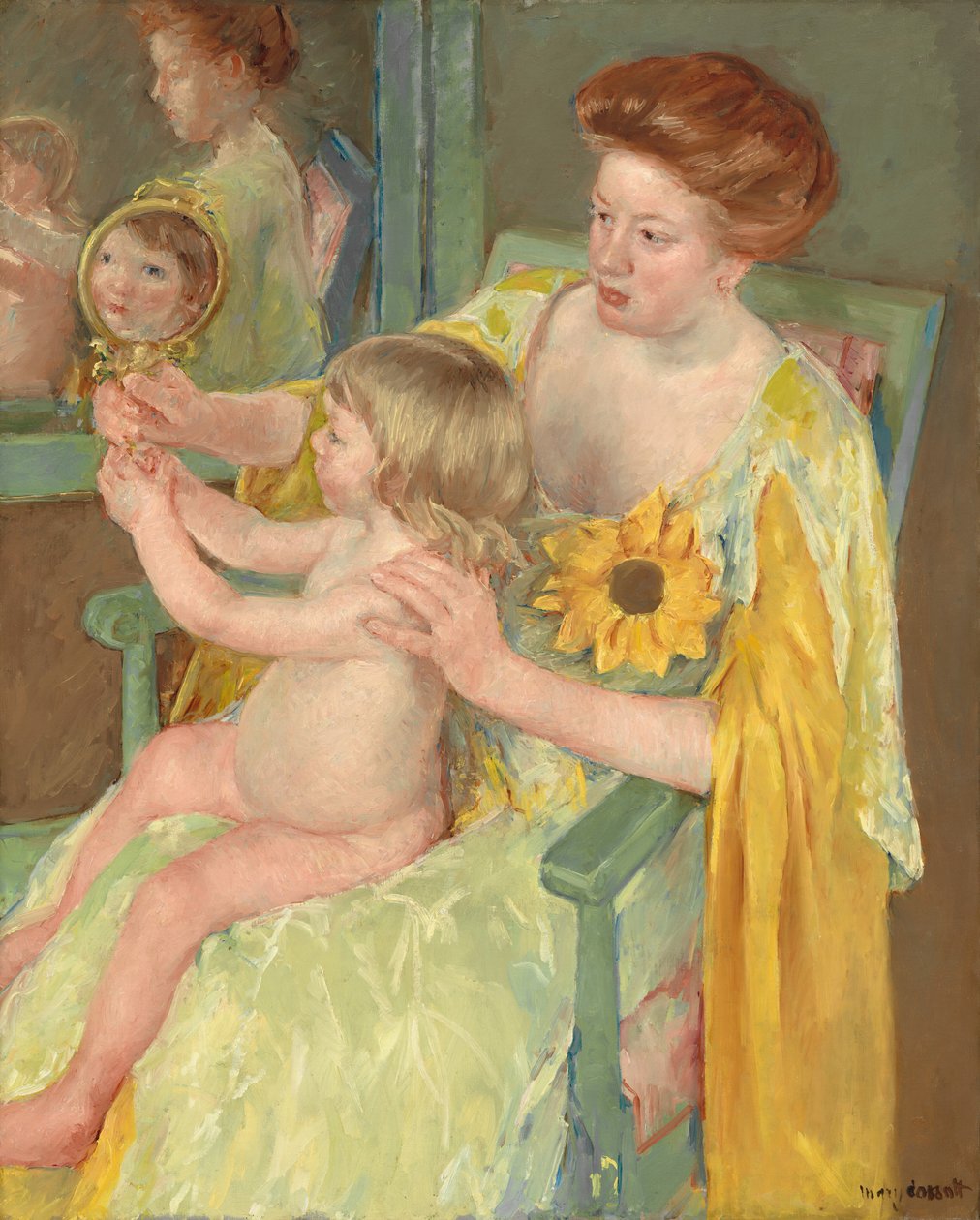 Kvinne med en solsikke, ca. 1905 (olje på lerret) av Mary Stevenson Cassatt