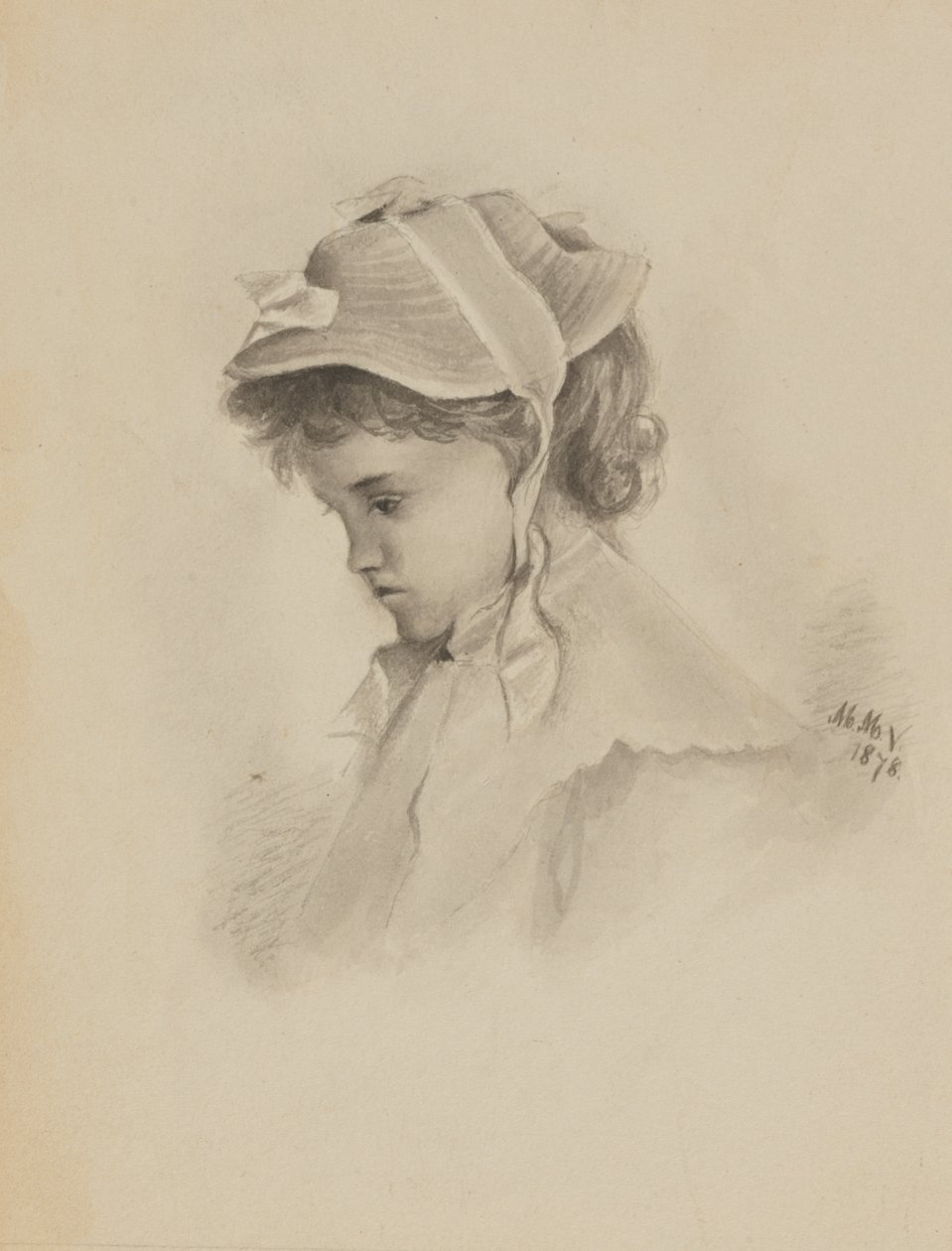 Uten tittel Head of a Child Looking Down, 1878. av Mary Vaux Walcott