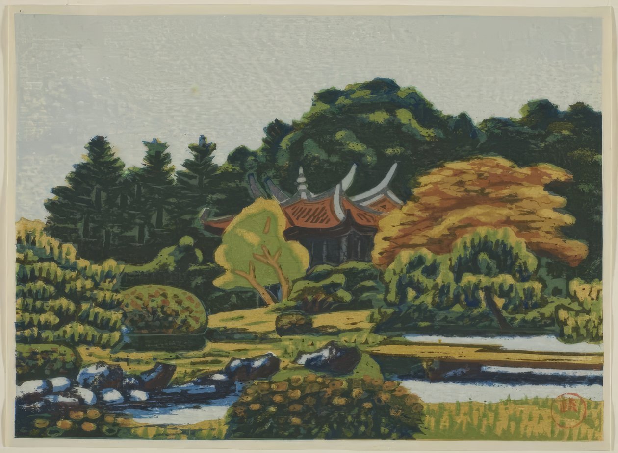 Utskrifter av Shinjuku Imperial Garden (Shinjuku Gyoen hanga) av Masao Maeda