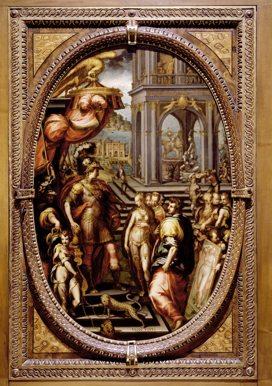Alexander den store gir Campaspe til Apelles, 1572 (olje på skifer) av Maso da San Friano