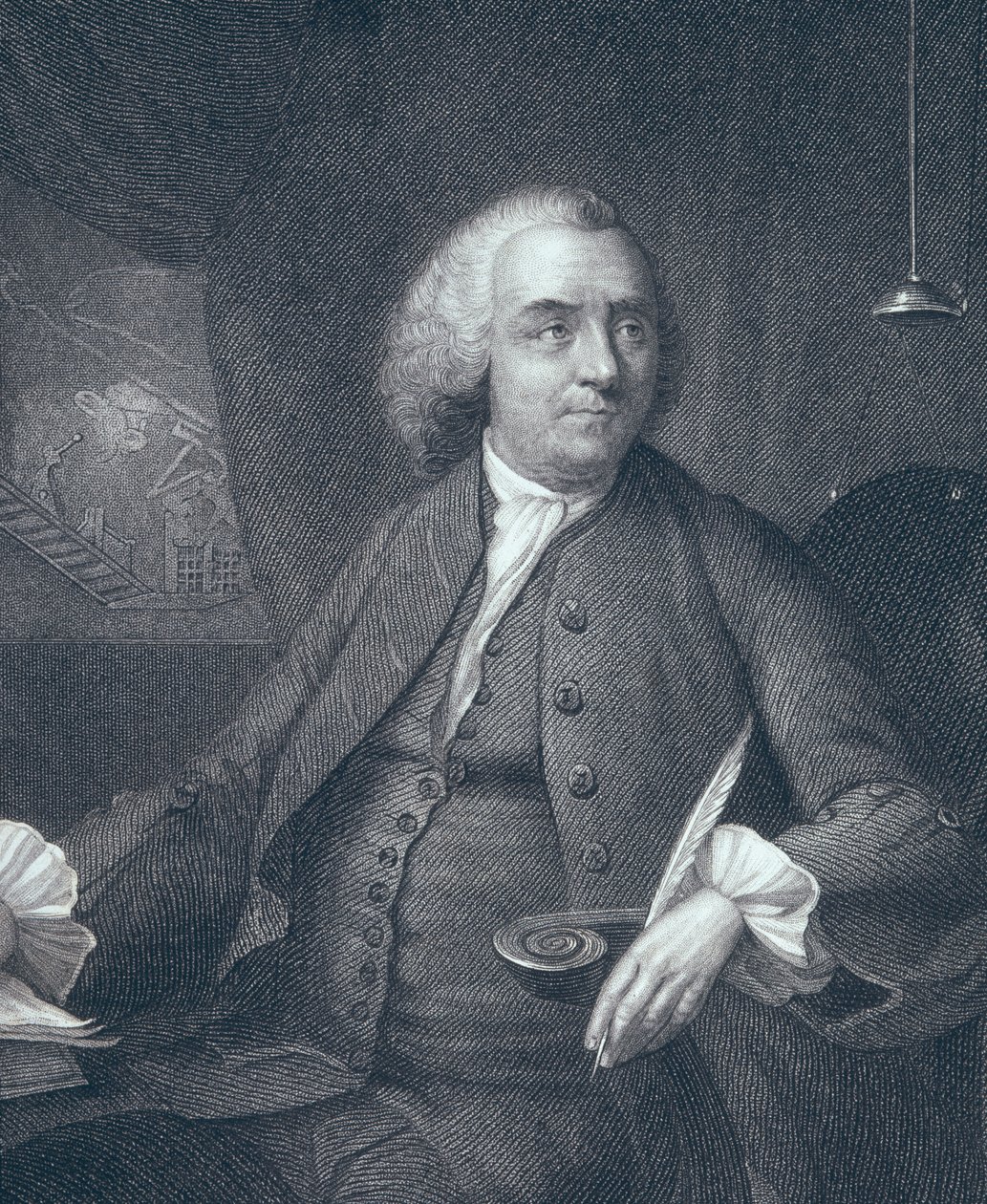Portrett av Benjamin Franklin, gravert av Edward Fisher (1722-85) av Mason Chamberlin
