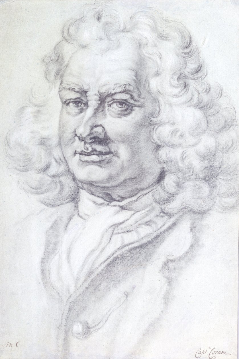 Portrett av kaptein Thomas Coram (ca. 1668-1751), 1768 (blyant) av Mason Chamberlin