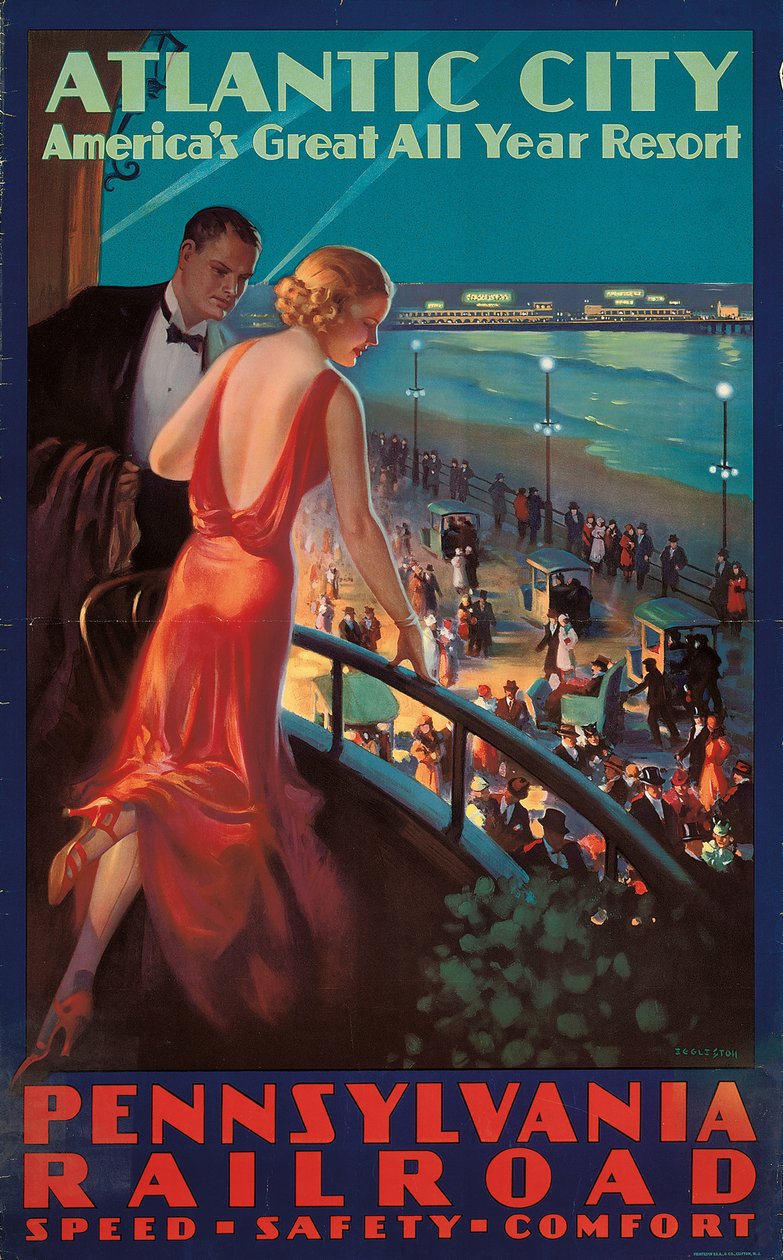 Plakatreklamereise til Atlantic City av Pennsylvania Railroad av Mason Edward Eggleston