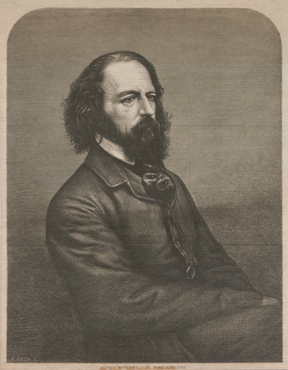 Portrett av Alfred, Lord Tennyson 1809-1892, 1864. av Mason Jackson