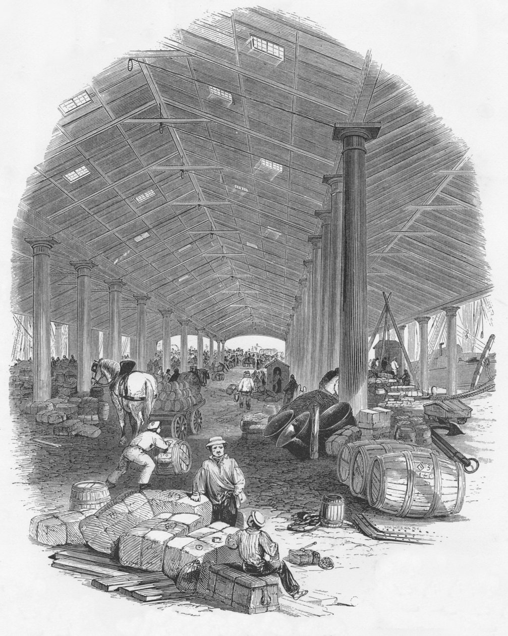 Wharf Shed of the Trafalgar Dock, Liverpool, England, 1847 av Mason Jackson