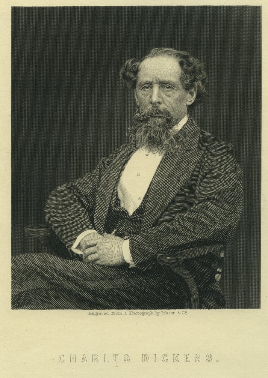 Charles Dickens, portrett etter fotografi av Herbert Watkins (f.1828) av Mason and Co.