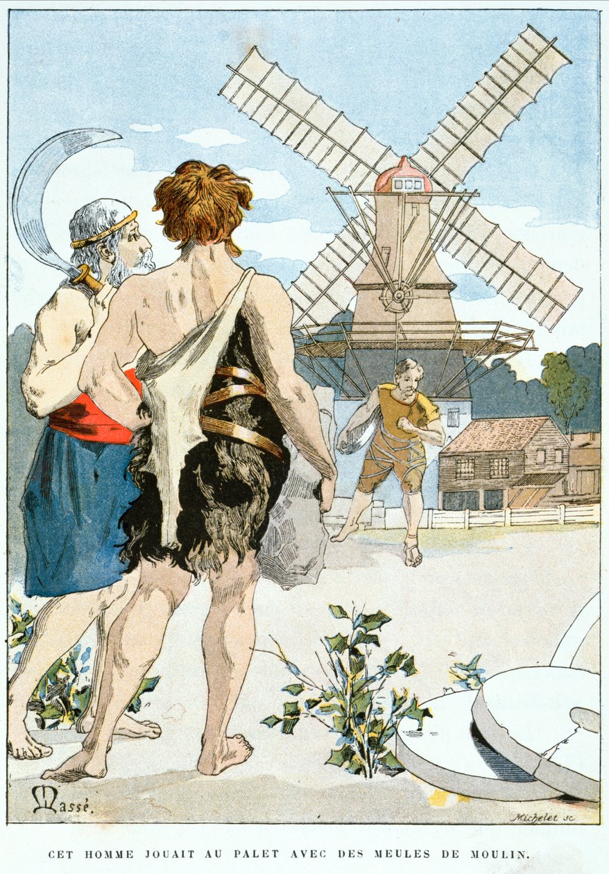 2ean-LOurs møter Roue de Moulin, den første av de tre sterke mennene som følger ham på hans eventyr, ca. 1900 av Masse Masse